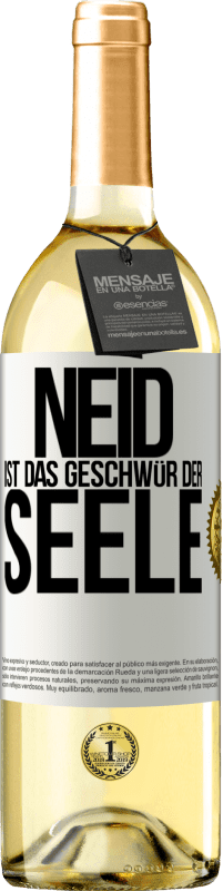 29,95 € Kostenloser Versand | Weißwein WHITE Ausgabe Neid ist das Geschwür der Seele Weißes Etikett. Anpassbares Etikett Junger Wein Ernte 2023 Verdejo