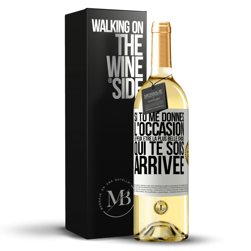 29,95 € Envoi gratuit | Vin blanc Édition WHITE Si tu me donnes l'occasion je peux être la plus belle chose qui te sois arrivée Étiquette Blanche. Étiquette personnalisable Vin jeune Récolte 2024 Verdejo