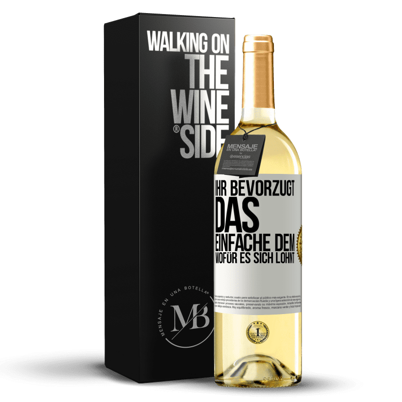 29,95 € Kostenloser Versand | Weißwein WHITE Ausgabe Ihr bevorzugt das Einfache dem, wofür es sich lohnt Weißes Etikett. Anpassbares Etikett Junger Wein Ernte 2023 Verdejo