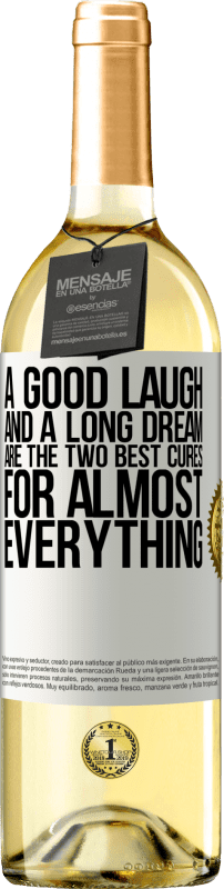 29,95 € | Белое вино Издание WHITE Хороший смех и долгий сон - два лучших лекарства практически для всего Белая этикетка. Настраиваемая этикетка Молодое вино Урожай 2023 Verdejo
