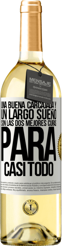29,95 € | Vino Blanco Edición WHITE Una buena carcajada y un largo sueño son las dos mejores curas para casi todo Etiqueta Blanca. Etiqueta personalizable Vino joven Cosecha 2025 Verdejo