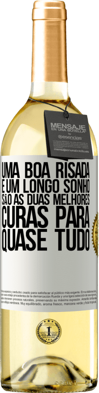29,95 € | Vinho branco Edição WHITE Uma boa risada e um longo sonho são as duas melhores curas para quase tudo Etiqueta Branca. Etiqueta personalizável Vinho jovem Colheita 2025 Verdejo