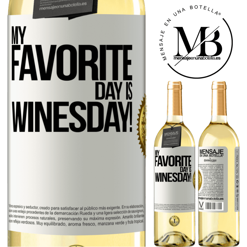 29,95 € Free Shipping | White Wine WHITE Edition My favorite day is winesday! White Label. Customizable label Young wine Harvest 2022 Verdejo