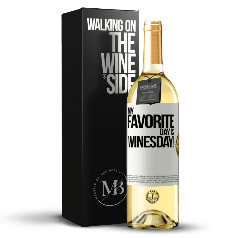 29,95 € Free Shipping | White Wine WHITE Edition My favorite day is winesday! White Label. Customizable label Young wine Harvest 2023 Verdejo