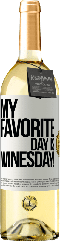 29,95 € | Vino Blanco Edición WHITE My favorite day is winesday! Etiqueta Blanca. Etiqueta personalizable Vino joven Cosecha 2023 Verdejo