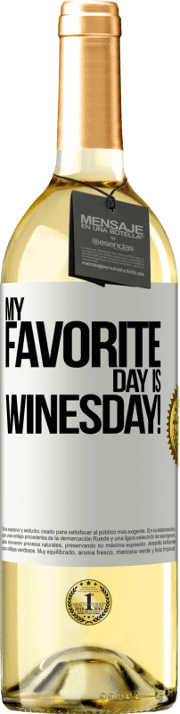 29,95 € Kostenloser Versand | Weißwein WHITE Ausgabe My favorite day is winesday! Weißes Etikett. Anpassbares Etikett Junger Wein Ernte 2024 Verdejo