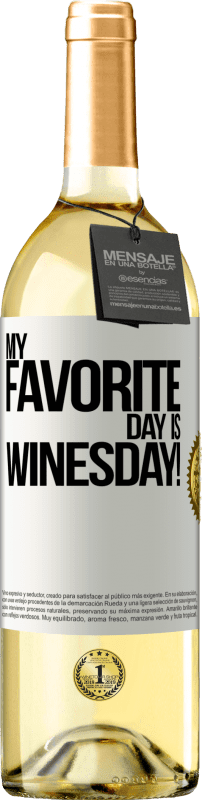 29,95 € | Vino bianco Edizione WHITE My favorite day is winesday! Etichetta Bianca. Etichetta personalizzabile Vino giovane Raccogliere 2023 Verdejo