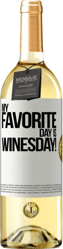 29,95 € | Vinho branco Edição WHITE My favorite day is winesday! Etiqueta Branca. Etiqueta personalizável Vinho jovem Colheita 2023 Verdejo