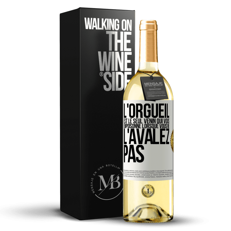 29,95 € Envoi gratuit | Vin blanc Édition WHITE L'orgueil est le seul venin qui vous empoisonne lorsque vous ne l'avalez pas Étiquette Blanche. Étiquette personnalisable Vin jeune Récolte 2025 Verdejo