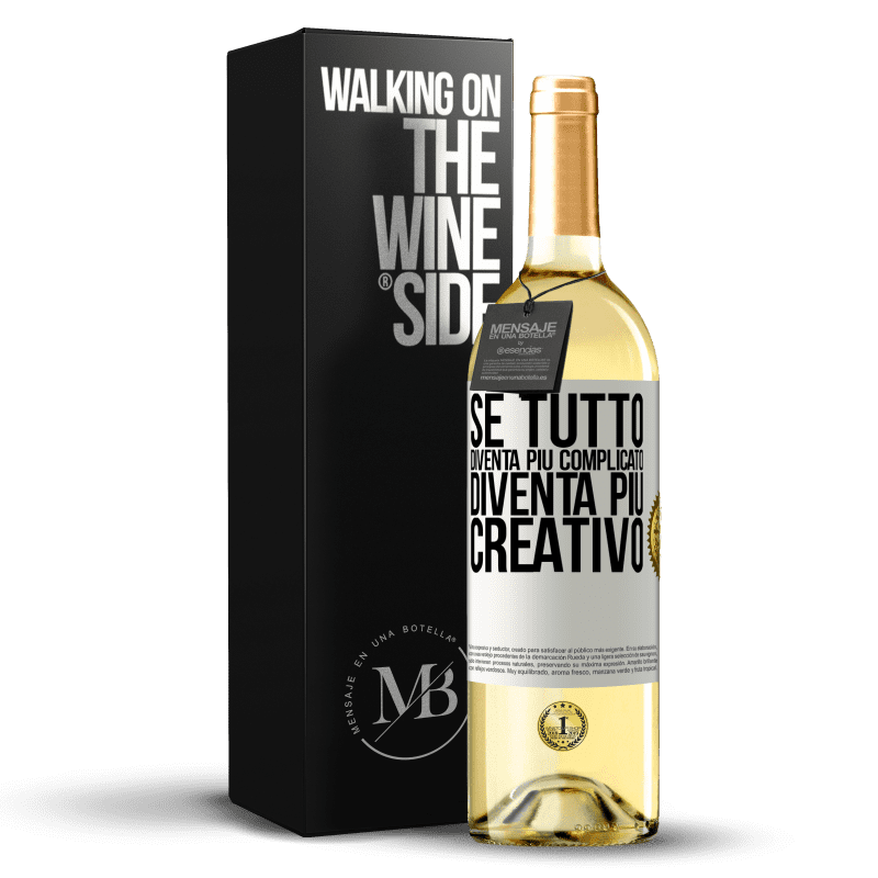 29,95 € Spedizione Gratuita | Vino bianco Edizione WHITE Se tutto diventa più complicato, diventa più creativo Etichetta Bianca. Etichetta personalizzabile Vino giovane Raccogliere 2023 Verdejo