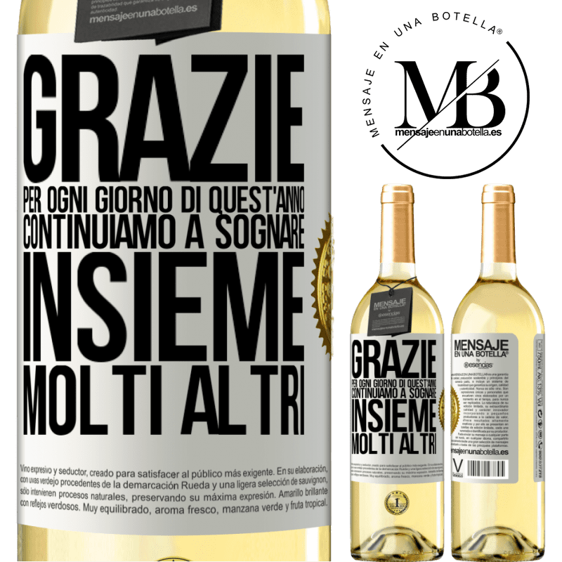 29,95 € Spedizione Gratuita | Vino bianco Edizione WHITE Grazie per ogni giorno di quest'anno. Continuiamo a sognare insieme molti altri Etichetta Bianca. Etichetta personalizzabile Vino giovane Raccogliere 2023 Verdejo