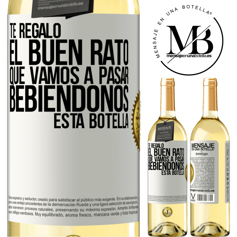 29,95 € Envío gratis | Vino Blanco Edición WHITE Te regalo el buen rato que vamos a pasar bebiéndonos esta botella Etiqueta Blanca. Etiqueta personalizable Vino joven Cosecha 2023 Verdejo