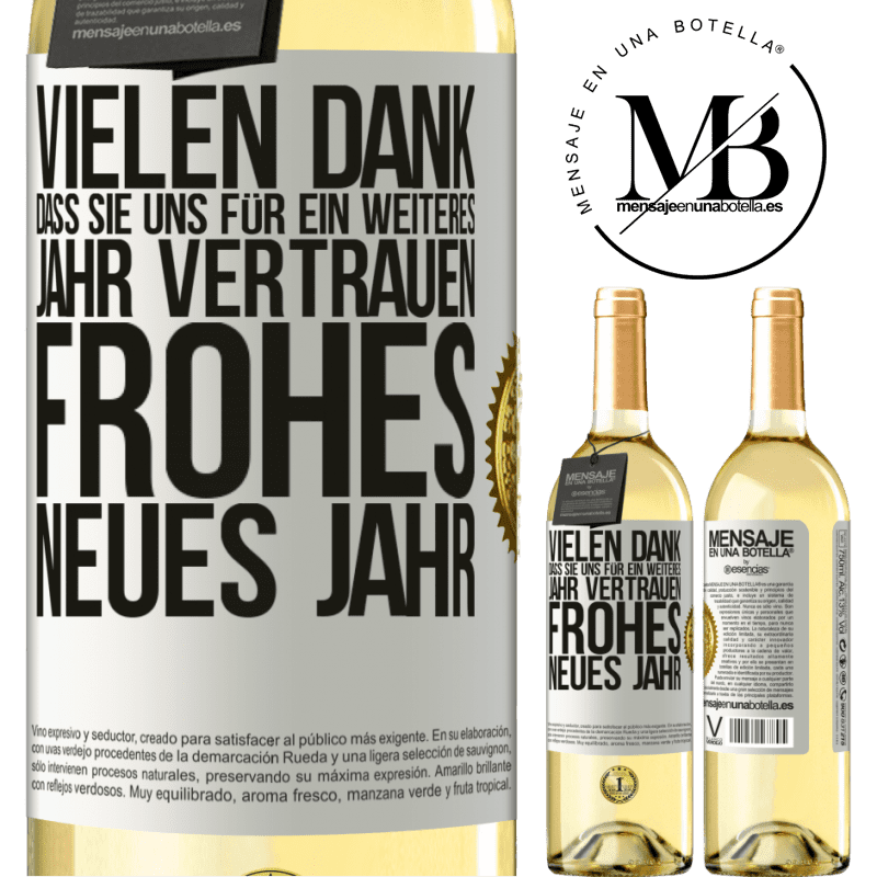 29,95 € Kostenloser Versand | Weißwein WHITE Ausgabe Vielen Dank, dass Sie uns ein weiteres Jahr vertrauen. Frohes neues Jahr Weißes Etikett. Anpassbares Etikett Junger Wein Ernte 2023 Verdejo