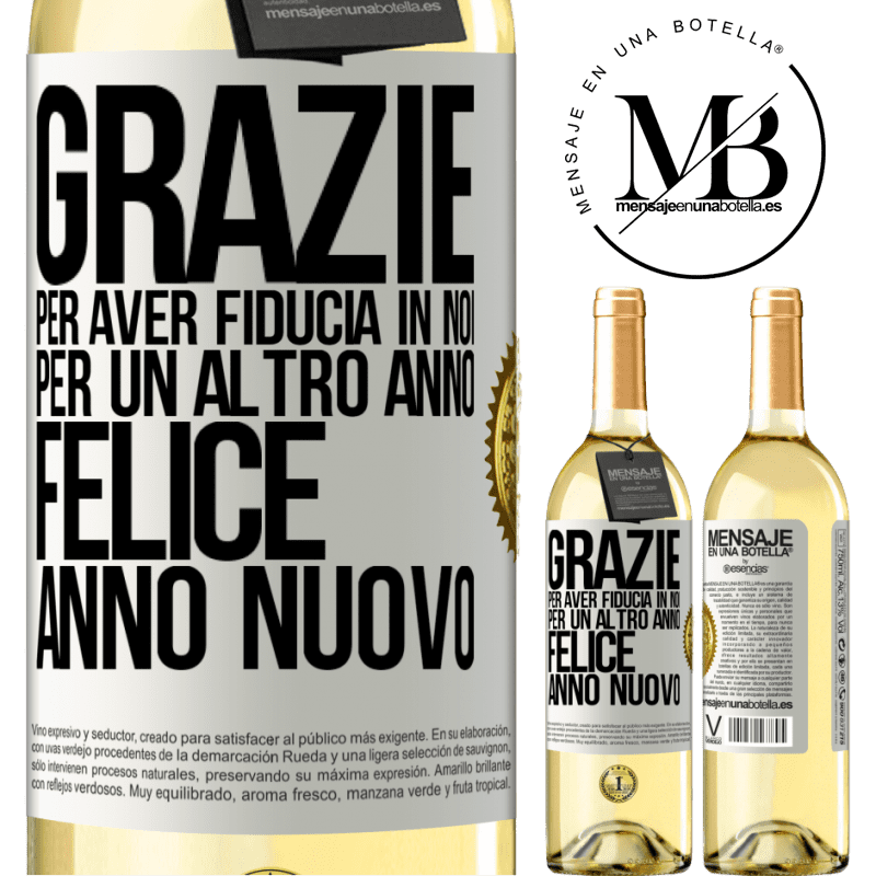 29,95 € Spedizione Gratuita | Vino bianco Edizione WHITE Grazie per aver fiducia in noi per un altro anno. Felice anno nuovo Etichetta Bianca. Etichetta personalizzabile Vino giovane Raccogliere 2023 Verdejo