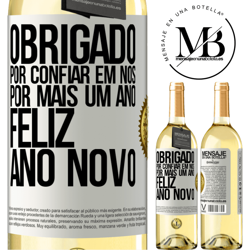 29,95 € Envio grátis | Vinho branco Edição WHITE Obrigado por confiar em nós por mais um ano. Feliz Ano Novo Etiqueta Branca. Etiqueta personalizável Vinho jovem Colheita 2023 Verdejo