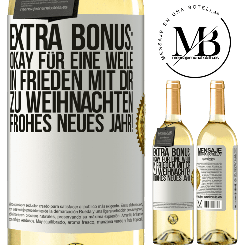 29,95 € Kostenloser Versand | Weißwein WHITE Ausgabe Extra Bonus: gültig für eine Weile Frieden mit deinen Lieben zu Weihnachten. Frohes neues Jahr! Weißes Etikett. Anpassbares Etikett Junger Wein Ernte 2024 Verdejo