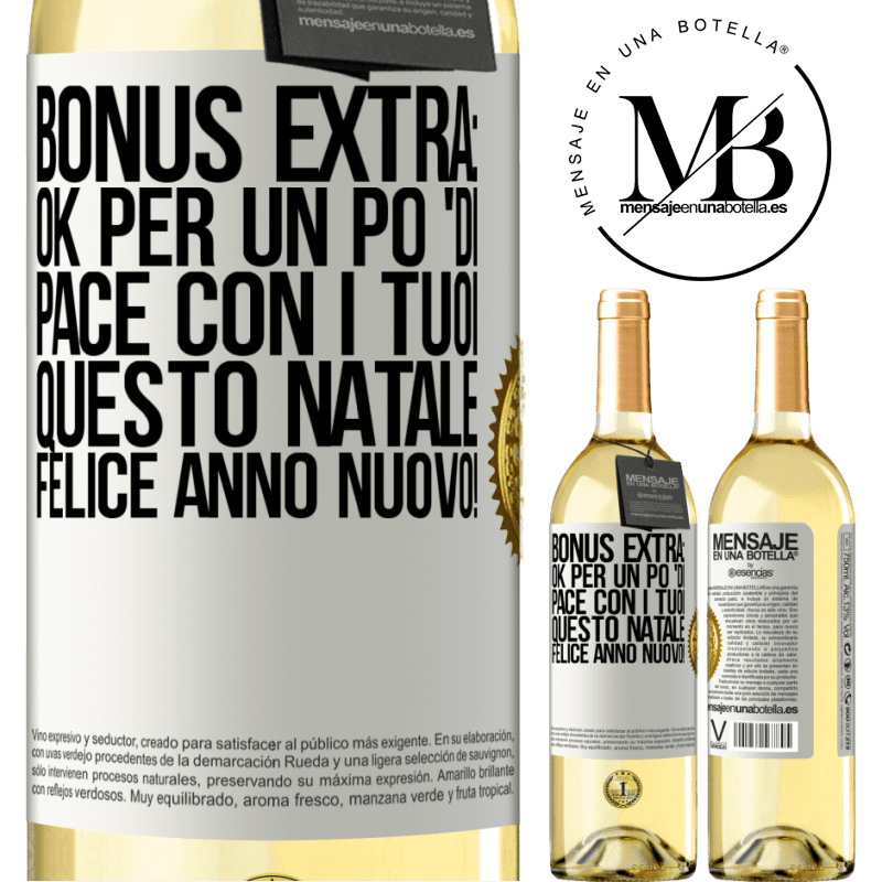 29,95 € Spedizione Gratuita | Vino bianco Edizione WHITE Bonus extra: Ok per un po 'di pace con i tuoi questo Natale. Felice anno nuovo! Etichetta Bianca. Etichetta personalizzabile Vino giovane Raccogliere 2024 Verdejo