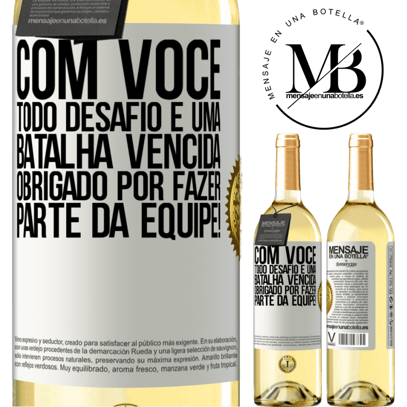 29,95 € Envio grátis | Vinho branco Edição WHITE Com você, todo desafio é uma batalha vencida. Obrigado por fazer parte da equipe! Etiqueta Branca. Etiqueta personalizável Vinho jovem Colheita 2024 Verdejo