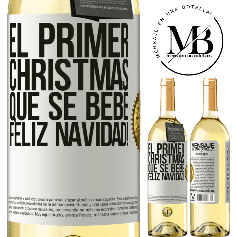29,95 € Envío gratis | Vino Blanco Edición WHITE El primer christmas que se bebe. Feliz navidad! Etiqueta Blanca. Etiqueta personalizable Vino joven Cosecha 2025 Verdejo
