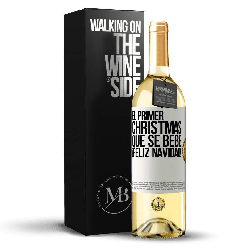 29,95 € Envío gratis | Vino Blanco Edición WHITE El primer christmas que se bebe. Feliz navidad! Etiqueta Blanca. Etiqueta personalizable Vino joven Cosecha 2024 Verdejo