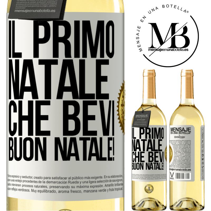 29,95 € Spedizione Gratuita | Vino bianco Edizione WHITE Il primo Natale che bevi. Buon natale! Etichetta Bianca. Etichetta personalizzabile Vino giovane Raccogliere 2023 Verdejo