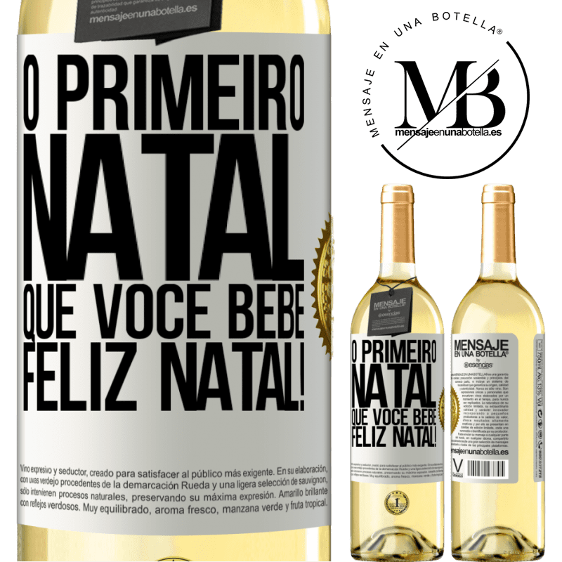 29,95 € Envio grátis | Vinho branco Edição WHITE O primeiro Natal que você bebe. Feliz Natal! Etiqueta Branca. Etiqueta personalizável Vinho jovem Colheita 2024 Verdejo