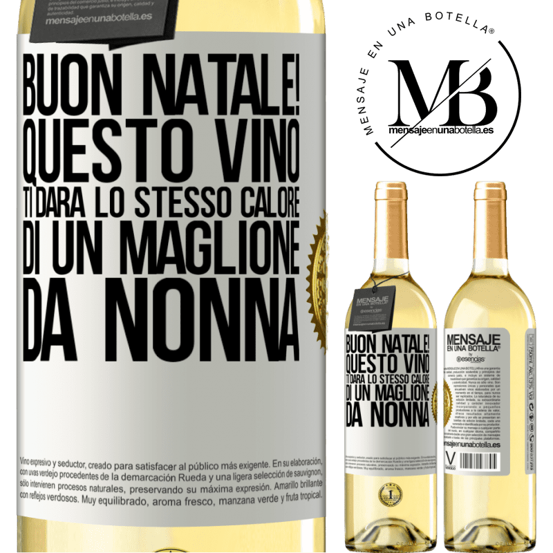 29,95 € Spedizione Gratuita | Vino bianco Edizione WHITE Buon natale! Questo vino ti darà lo stesso calore di un maglione da nonna Etichetta Bianca. Etichetta personalizzabile Vino giovane Raccogliere 2023 Verdejo