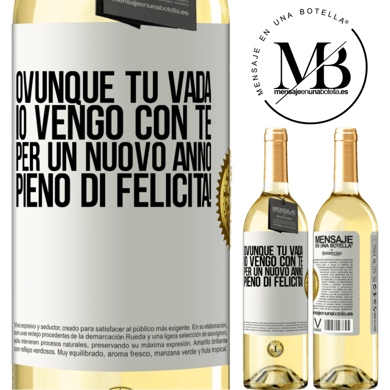 29,95 € Spedizione Gratuita | Vino bianco Edizione WHITE Ovunque tu vada, io vengo con te. Per un nuovo anno pieno di felicità! Etichetta Bianca. Etichetta personalizzabile Vino giovane Raccogliere 2023 Verdejo