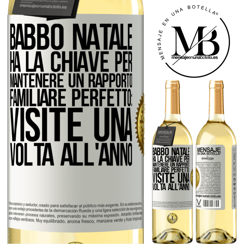 29,95 € Spedizione Gratuita | Vino bianco Edizione WHITE Babbo Natale ha la chiave per mantenere un rapporto familiare perfetto: visite una volta all'anno Etichetta Bianca. Etichetta personalizzabile Vino giovane Raccogliere 2024 Verdejo