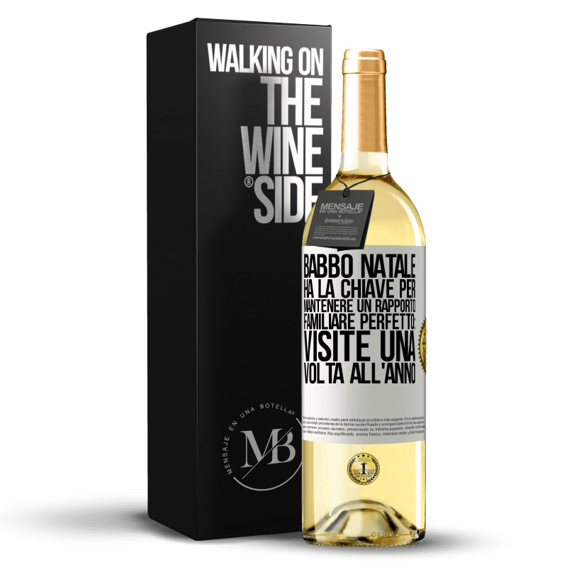 29,95 € Spedizione Gratuita | Vino bianco Edizione WHITE Babbo Natale ha la chiave per mantenere un rapporto familiare perfetto: visite una volta all'anno Etichetta Bianca. Etichetta personalizzabile Vino giovane Raccogliere 2024 Verdejo