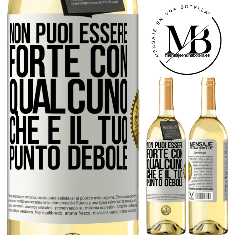 29,95 € Spedizione Gratuita | Vino bianco Edizione WHITE Non puoi essere forte con qualcuno che è il tuo punto debole Etichetta Bianca. Etichetta personalizzabile Vino giovane Raccogliere 2024 Verdejo