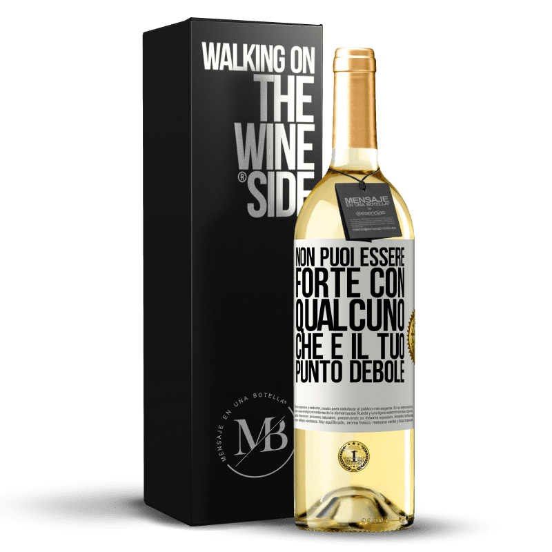 29,95 € Spedizione Gratuita | Vino bianco Edizione WHITE Non puoi essere forte con qualcuno che è il tuo punto debole Etichetta Bianca. Etichetta personalizzabile Vino giovane Raccogliere 2024 Verdejo