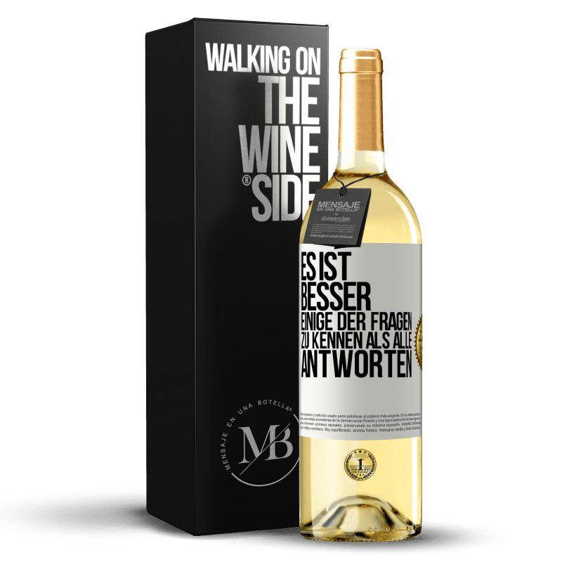 29,95 € Kostenloser Versand | Weißwein WHITE Ausgabe Es ist besser, einige der Fragen zu kennen als alle Antworten Weißes Etikett. Anpassbares Etikett Junger Wein Ernte 2023 Verdejo