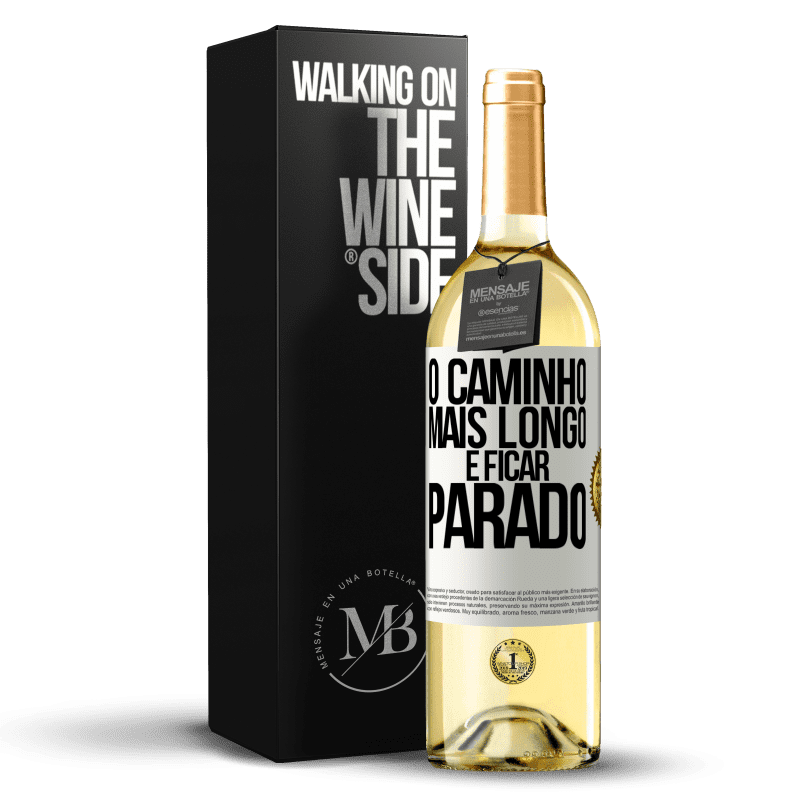 29,95 € Envio grátis | Vinho branco Edição WHITE O caminho mais longo é ficar parado Etiqueta Branca. Etiqueta personalizável Vinho jovem Colheita 2024 Verdejo