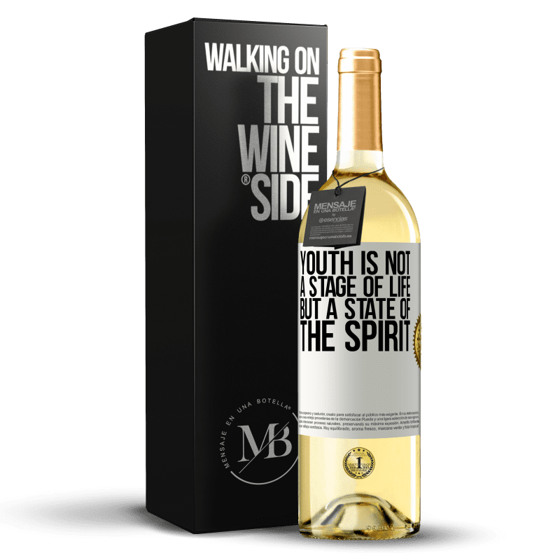 29,95 € Free Shipping | White Wine WHITE Edition Youth is not a stage of life, but a state of the spirit White Label. Customizable label Young wine Harvest 2023 Verdejo