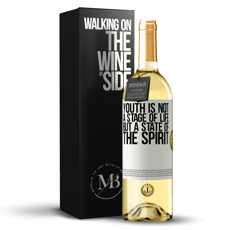 29,95 € Free Shipping | White Wine WHITE Edition Youth is not a stage of life, but a state of the spirit White Label. Customizable label Young wine Harvest 2024 Verdejo