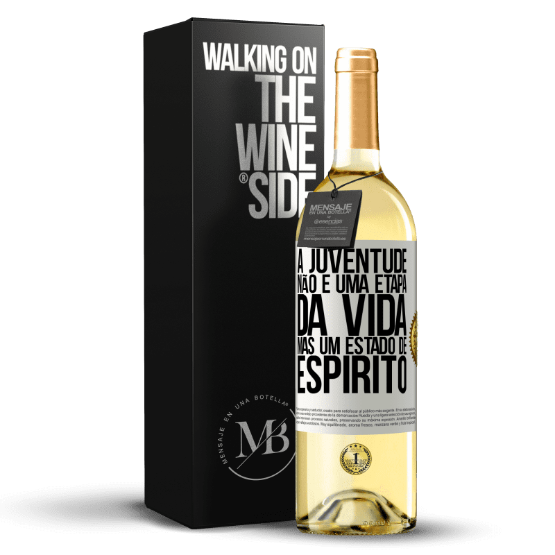 29,95 € Envio grátis | Vinho branco Edição WHITE A juventude não é uma etapa da vida, mas um estado de espírito Etiqueta Branca. Etiqueta personalizável Vinho jovem Colheita 2024 Verdejo