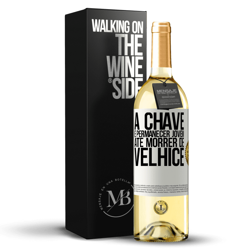 29,95 € Envio grátis | Vinho branco Edição WHITE A chave é permanecer jovem até morrer de velhice Etiqueta Branca. Etiqueta personalizável Vinho jovem Colheita 2025 Verdejo