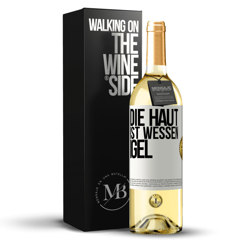 29,95 € Kostenloser Versand | Weißwein WHITE Ausgabe Die Haut ist wessen Igel Weißes Etikett. Anpassbares Etikett Junger Wein Ernte 2023 Verdejo
