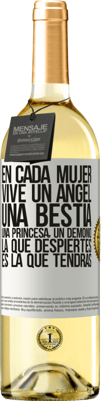 29,95 € | Vino Blanco Edición WHITE En cada mujer vive un ángel, una bestia, una princesa, un demonio. La que despiertes es la que tendrás Etiqueta Blanca. Etiqueta personalizable Vino joven Cosecha 2024 Verdejo