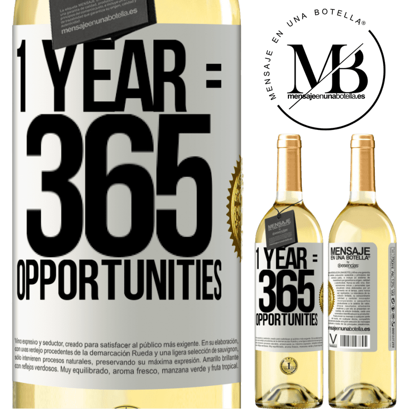 29,95 € Free Shipping | White Wine WHITE Edition 1 year 365 opportunities White Label. Customizable label Young wine Harvest 2022 Verdejo