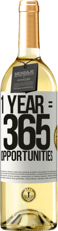 29,95 € | Vino Blanco Edición WHITE 1 year 365 opportunities Etiqueta Blanca. Etiqueta personalizable Vino joven Cosecha 2023 Verdejo