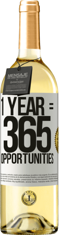 29,95 € | Weißwein WHITE Ausgabe 1 year 365 opportunities Weißes Etikett. Anpassbares Etikett Junger Wein Ernte 2023 Verdejo