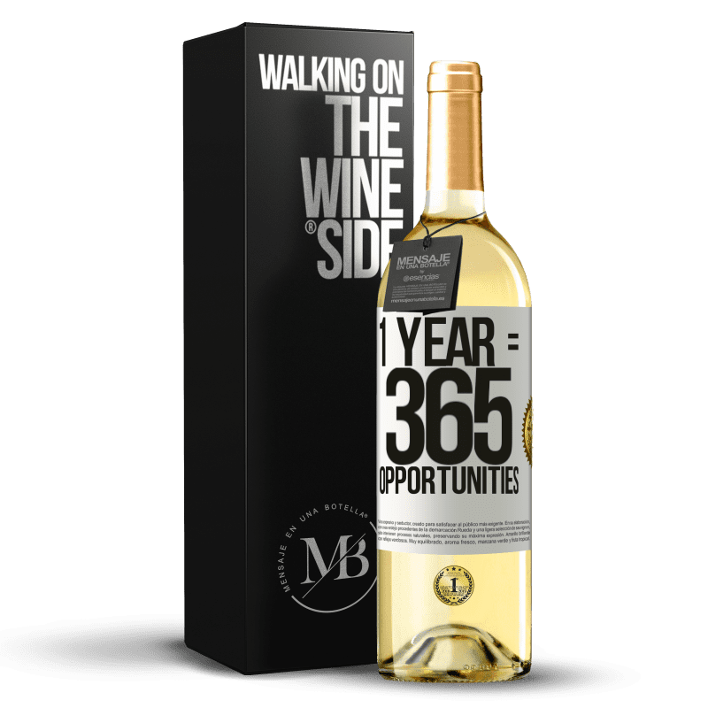 29,95 € Kostenloser Versand | Weißwein WHITE Ausgabe 1 year 365 opportunities Weißes Etikett. Anpassbares Etikett Junger Wein Ernte 2023 Verdejo