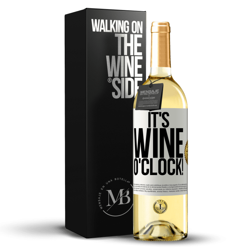 29,95 € Бесплатная доставка | Белое вино Издание WHITE It's wine o'clock! Белая этикетка. Настраиваемая этикетка Молодое вино Урожай 2024 Verdejo