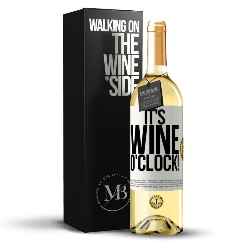 29,95 € Envío gratis | Vino Blanco Edición WHITE It's wine o'clock! Etiqueta Blanca. Etiqueta personalizable Vino joven Cosecha 2023 Verdejo