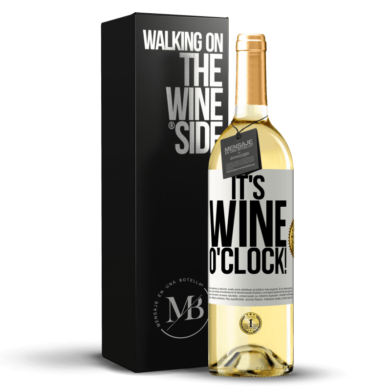 29,95 € Kostenloser Versand | Weißwein WHITE Ausgabe It's wine o'clock! Weißes Etikett. Anpassbares Etikett Junger Wein Ernte 2024 Verdejo