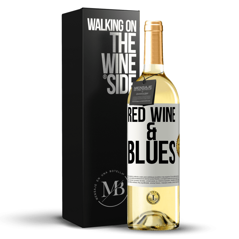 29,95 € Envío gratis | Vino Blanco Edición WHITE Red wine & Blues Etiqueta Blanca. Etiqueta personalizable Vino joven Cosecha 2023 Verdejo