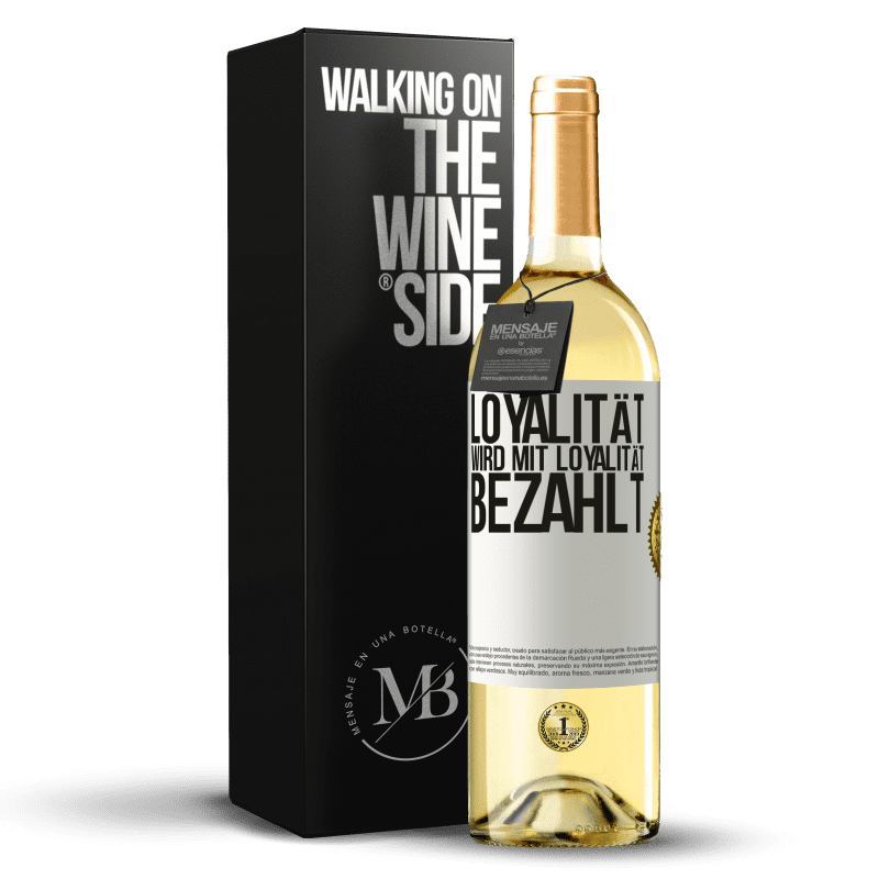 29,95 € Kostenloser Versand | Weißwein WHITE Ausgabe Loyalität wird mit Loyalität bezahlt Weißes Etikett. Anpassbares Etikett Junger Wein Ernte 2023 Verdejo