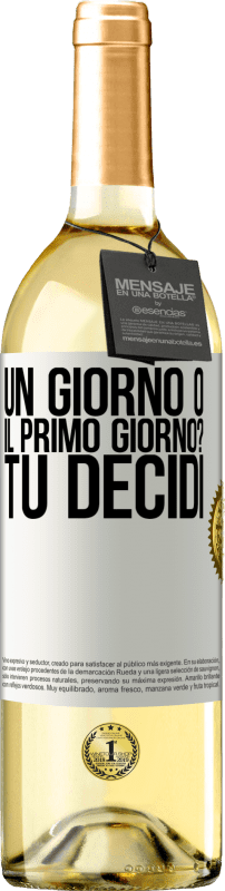 Spedizione Gratuita | Vino bianco Edizione WHITE un giorno o il primo giorno? Tu decidi Etichetta Bianca. Etichetta personalizzabile Vino giovane Raccogliere 2023 Verdejo